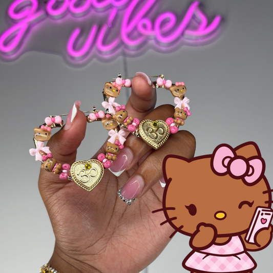 Peace , love , hello kitty 💕hoops