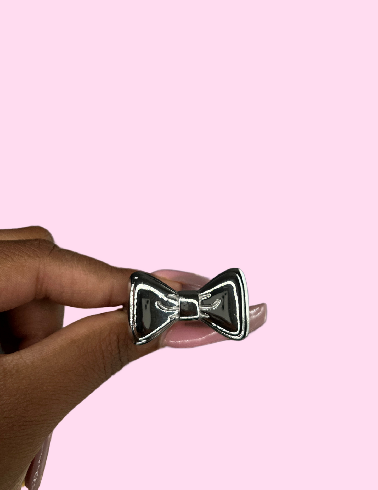 adjustable Silver bow ring